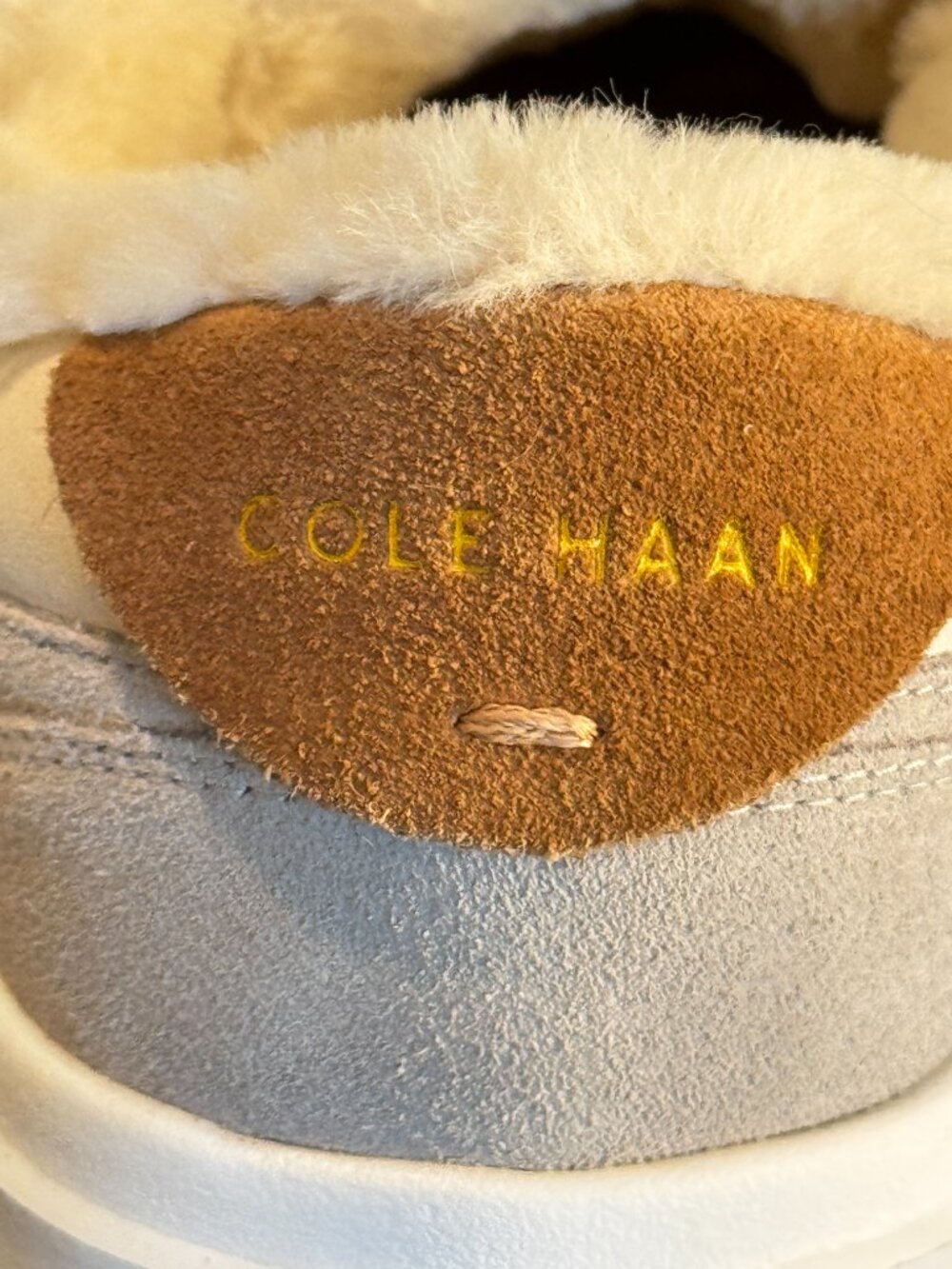 Cole Haan Grand Crosscourt Faux Fur Lined Tan Beige Suede Sneakers Size 9 - Picture 4 of 12